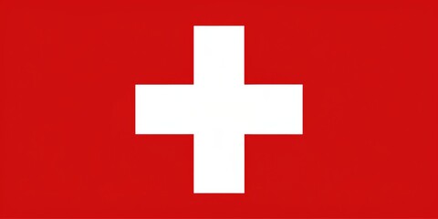 Obraz premium Swiss Flag - Red Background with White Cross, flag, swiss, cross, red, white, country