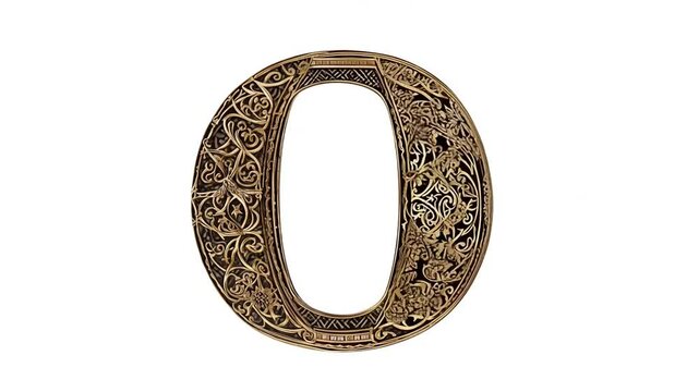 Decorative Gold Letter O Crafted With Intricate Designs Generative AI