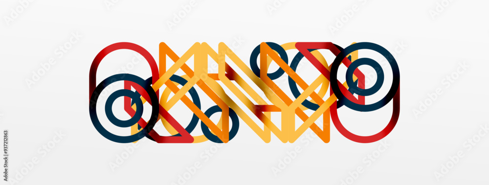 Poster abstract background - colorful circle lines technology or business digital template