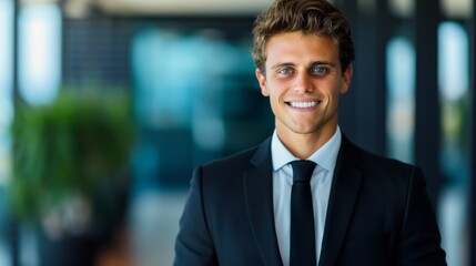 Fototapeta premium Confident Businessman in Suit Smiling