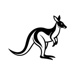 Kangaroo line art mascot logo design. Animal Kangaroo logo silhouette vector illustration on a white background.