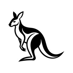 Kangaroo line art mascot logo design. Animal Kangaroo logo silhouette vector illustration on a white background.