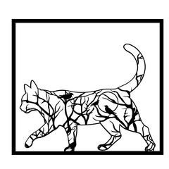 Cat Tree | Cat in Nature | Tree Bird | Nature Scene | Cute Pet | Cute Kitten | Birds in a Tree Twigs | Domestic Animal | Original Illustration | Vector and Clipart | Cutfile and Stencil