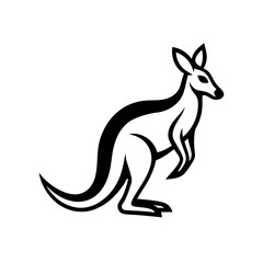 Kangaroo line art mascot logo design. Animal Kangaroo logo silhouette vector illustration on a white background.