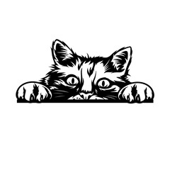 Cat Peeking | Peeking Animal | Cat | Domestic Animal | Cute Pet | Cute Kitten | Peek a Boo | Curios Kitten | Original Illustration | Vector and Clipart | Cutfile and Stencil