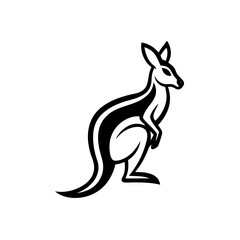 Obraz premium Kangaroo line art mascot logo design. Animal Kangaroo logo silhouette vector illustration on a white background.