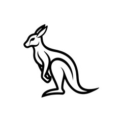 Kangaroo line art mascot logo design. Animal Kangaroo logo silhouette vector illustration on a white background.