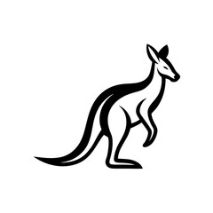 Kangaroo line art mascot logo design. Animal Kangaroo logo silhouette vector illustration on a white background.