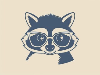 Fototapeta premium Cute Raccoon with Glasses Illustration