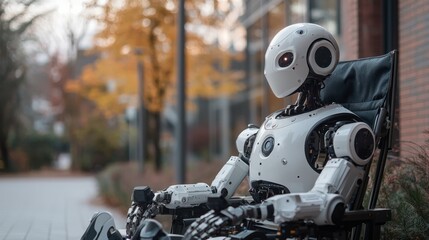 Fototapeta premium Robot Sitting on Chair.