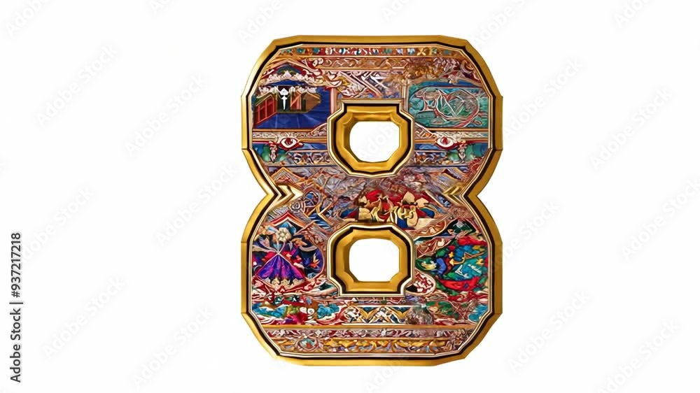 Aufkleber ornate decorative number eight featuring intricate patterns and colors generative ai