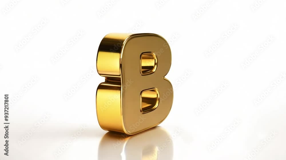 Poster golden letter b on a reflective surface with soft lighting generative ai