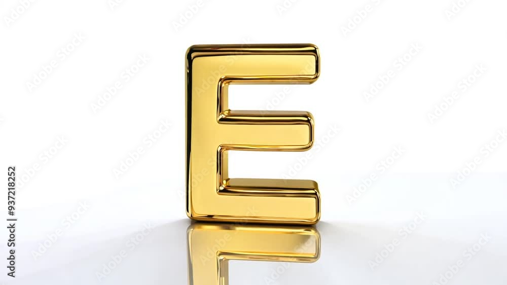Aufkleber gold e on reflective surface with bright background generative ai