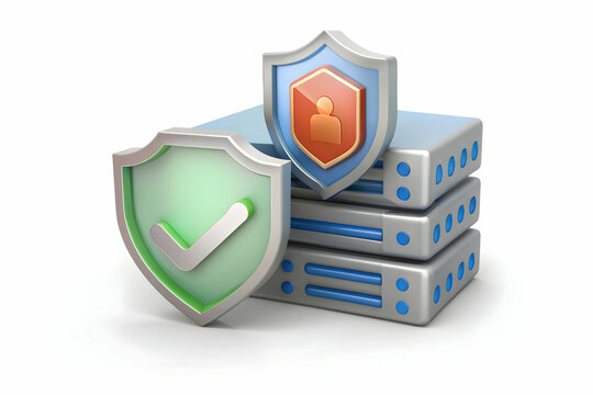 3D Icon as Social engineering icon and secure server concept as A social engineering icon paired with a secure server symbolizing the protection of server infrastructure against social engineering att