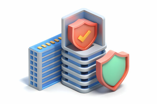 3D Icon as Social engineering icon and secure server concept as A social engineering icon paired with a secure server symbolizing the protection of server infrastructure against social engineering att