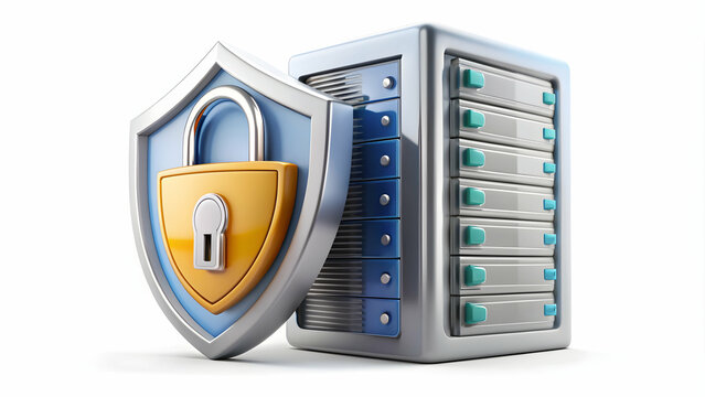 3D Icon as Social engineering icon and secure server concept as A social engineering icon paired with a secure server symbolizing the protection of server infrastructure against social engineering att
