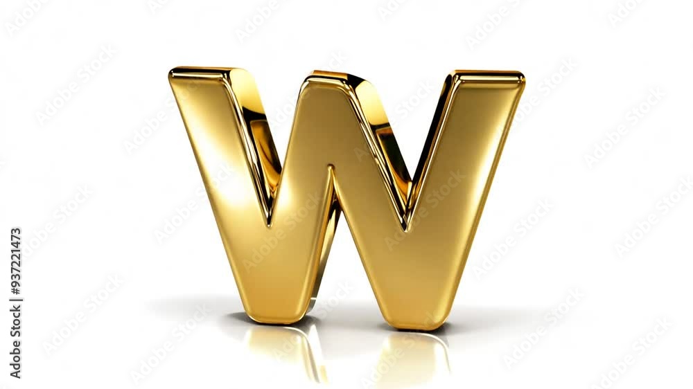 Poster Minimalist Display of Golden W on Reflective Surface Generative AI