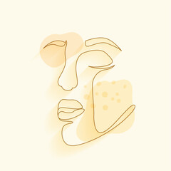 line style simple female face portrait design