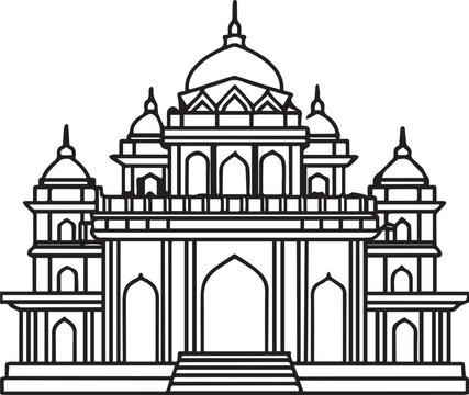 black and white temple building outline clip art preview