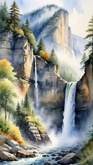 waterfall in the mountains