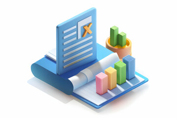 Fototapeta premium 3D Icon as Tax code book and financial analysis concept as A tax code book paired with a financial analysis icon symbolizing the understanding of tax laws and financial implications perfect for isolat