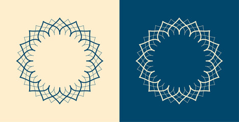 set of guilloche symmetry circular frame design