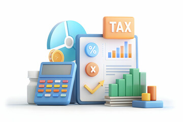 3D Icon as Tax planning software and financial chart concept as Tax planning software paired with a financial chart representing digital tools for strategic tax planning ideal for clean and isolated v