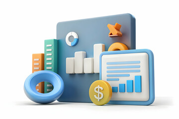 3D Icon as Tax planning software and financial chart concept as Tax planning software paired with a financial chart representing digital tools for strategic tax planning ideal for clean and isolated v
