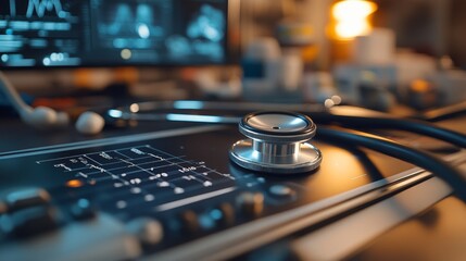 Stethoscope on EKG Machine.