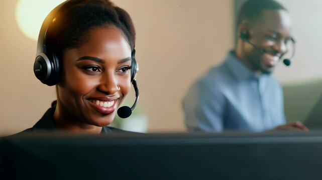 African american woman Customer service representative with headset