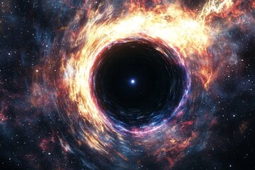 Obraz premium Black hole in space illustration created with Generative AI