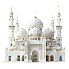 Mosque with Islamic architecture on transparent background