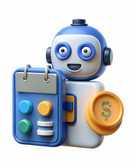 Photo Realistic as AI chatbot and budget planner concept as An AI chatbot icon paired with a budget planner representing the role of AI in personal financial planning ideal for isolated vector designs