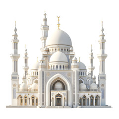 Mosque with Islamic architecture on transparent background