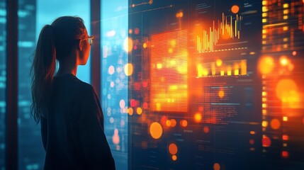 Woman Looking at Data.