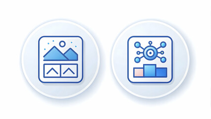 Fototapeta premium Photo Realistic as AI content curation and blog management concept as An AI content curation icon paired with a blog management icon representing the use of AI in managing and curating blog content id