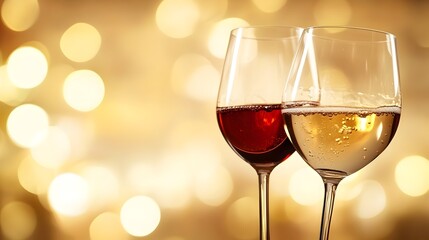 Clinking wine glasses in a joyful toast with blurred background for copy space  Festive and celebratory scene of friends or party guests enjoying a social event or special occasion
