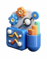 Obraz premium Photo Realistic as AI data mining and marketing trends concept as An AI data mining icon paired with a marketing trends icon representing the use of AI in identifying and analyzing marketing trends pe