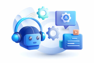 Fototapeta premium Photo Realistic as AI natural language processing and customer service concept as An AI natural language processing icon paired with a customer service icon representing the use of AI in enhancing cus