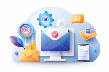 Photo Realistic as AI personalization and customer journey concept as An AI personalization icon paired with a customer journey icon representing the role of AI in personalizing marketing strategies i