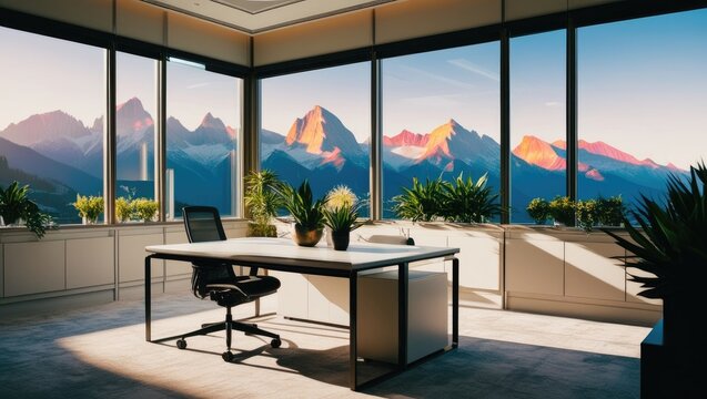 Inspiring Mountain View from a Contemporary Office