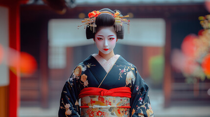 日本｜美しい風景｜京都｜舞子の後ろ姿｜着物姿｜kyoto | maiko | AI generate