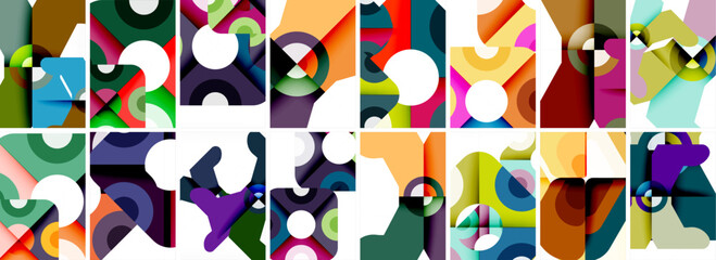 Set of trendy colorful circle geometric posters or abstract backgrounds. Vector Illustration For Wallpaper, Banner, Background, Card, Book Illustration, landing page