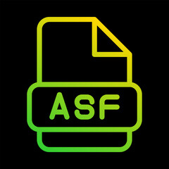 Asf file type icon. document, extension, format, with outline gradient design. Can be used for multimedia files. vector illustration.