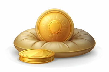 Photo Realistic as Meditation cushion and Buddha silhouette illustration with space for text and graphics concept as An illustrative meditation cushion and Buddha silhouette design featuring ample spa