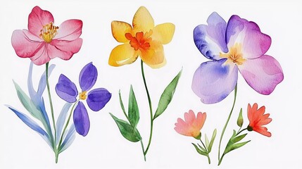 Flowers watercolor illustration.Manual composition.Big Set watercolor elements which is very beautiful