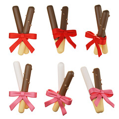 Pepero tied with ribbon 3D graphic
