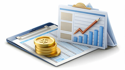 Photo Realistic as Tax form and financial investment icon concept as A tax form paired with a financial investment icon representing the relationship between tax filings and investment planning ideal 