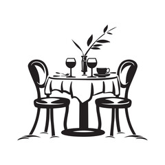Restaurant Chair Table Vector Illustration on white background