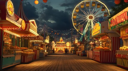29. A quaint festival in a small town with classic carnival games and food stands